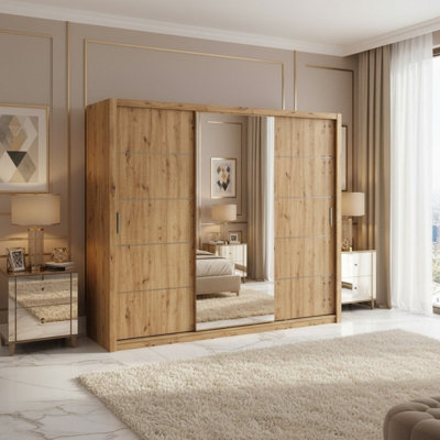 Lサイズ Vaultroom SOUL & MAKA オフホワイト Large BONO SZ250 Artisan Oak Wardrobe with Sliding Doors and