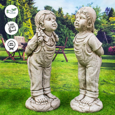 Large Boy and Girl 'Young Love' Garden Ornament