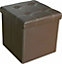 Large Brown Single Ottoman Faux Leather Stool Folding Seat Foldable Storage Box