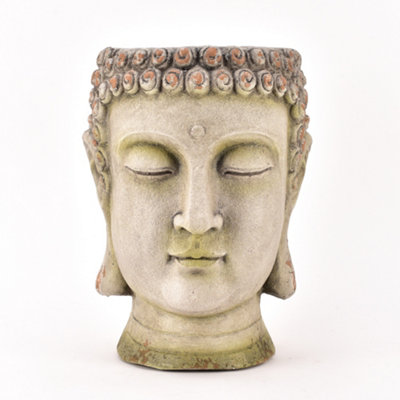 Large Buddha Head Concrete Effect Planter