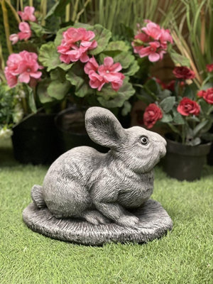 Hi-Line Gift Chubby Rabbit Garden Statue – Small Resin Bunny Ornament – Indoor/Outdoor, Weatherproof