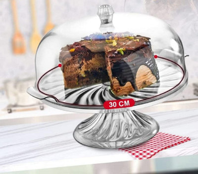 Large Cake Stand with Lid Dome Crystal Effect Finish Cake Display Serving Plate