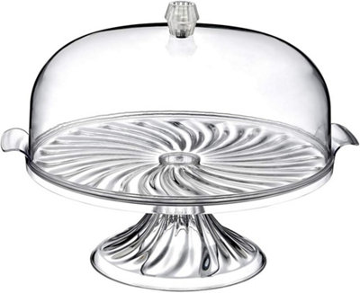 Large Cake Stand with Lid Dome Crystal Effect Finish Cake Display Serving Plate