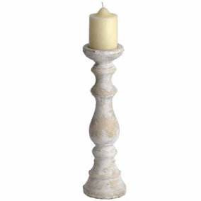 Large Candle holder - Stone - L12 x W12 x H40 cm - Cream
