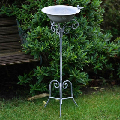 Large Cast Iron Birdbath Wrought Metal Feeder Antique Outdoor Garden Ornament