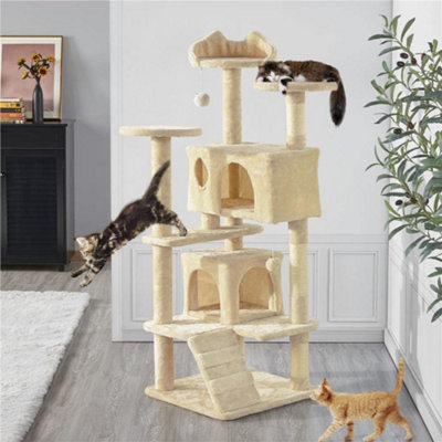 Large Cat Tree 135cm Cat Tower Scratching Posts Multi Level Kitten Tree ...