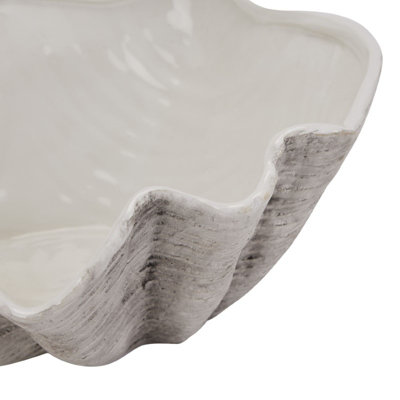 Large Ceramic Adele Shell Bowl - Ceramic - L40 x W40 x H16 cm - White