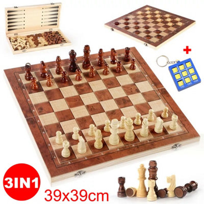 Large Chess Wooden Set Folding Chessboard Board Chess 39CM