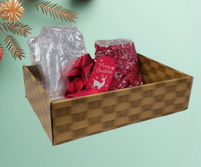 Large Christmas Hamper Basket Kit Make Your Own Gift Hamper 37cm