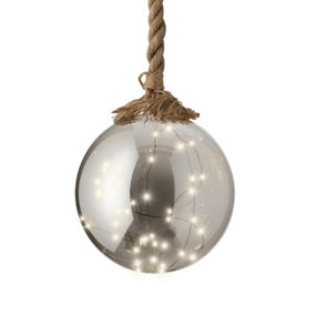 Large Christmas LED Globe Rope Light 40 Warm White LED In A 20cm Tinted Ball