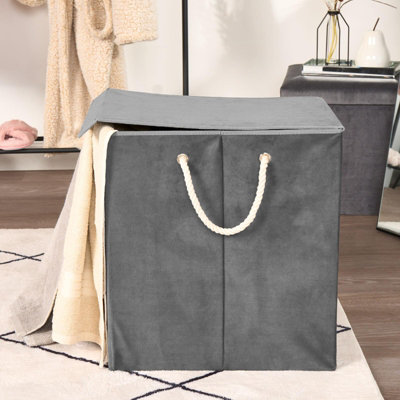 Large Collapsible Laundry Basket Hamper Washing Clothes Storage Bin Matte Velvet - 4