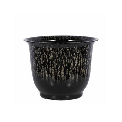 Large Colour Drip Effect Planter 38cm Indoor & Outdoor Plant Pot - Black
