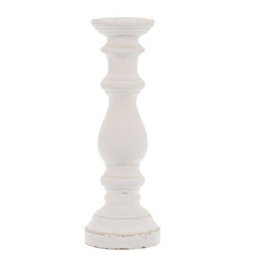 Large Column Candle Holder - Ceramic - L16 x W16 x H45 cm - Matt White