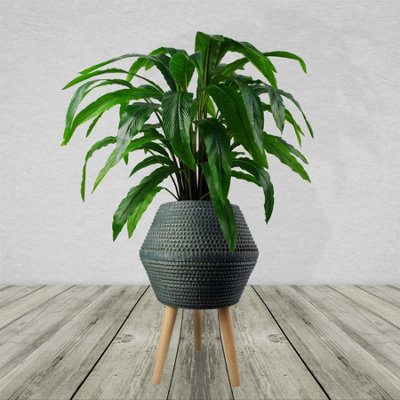 Large Composite Blue Grey Planter with Stand