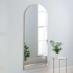 Large Contemporary Arched Mirror Gold