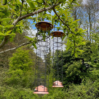 Large Copper Style Hanging Bird Suet Fat Ball Feeder (Set of 2)