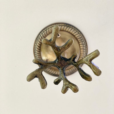Large Coral Antique Brass Curtain Hook