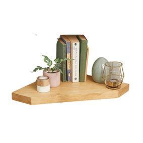 Large Corner Shelf made from Solid Wood - Off the Grain Rustic Wooden Shelf 40cm x 36cm