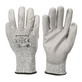 LARGE Cut Tear Resistant Gloves 13 Gauge Knitted & PU Coated Palms & Fingers