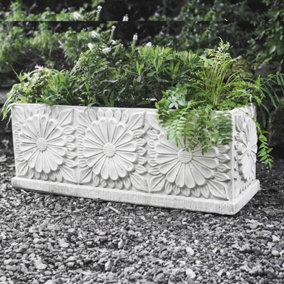 Large Daisy design Stone Planter Trough