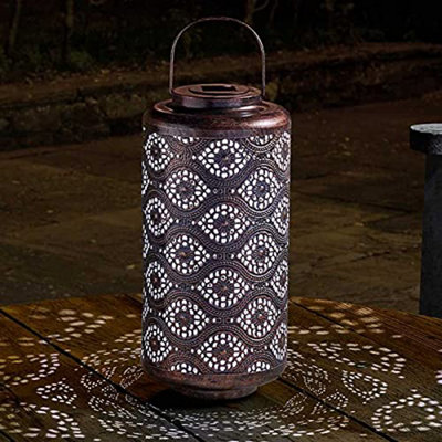 Large Damask Solar LED Silhouette Lantern Lights Solar Lights Patio Table Lights