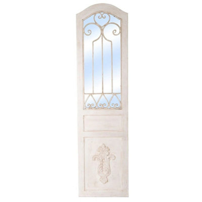 Large Decorative Antibes Garden Mirror - White French Distressed Wood, Metal & Glass Decor