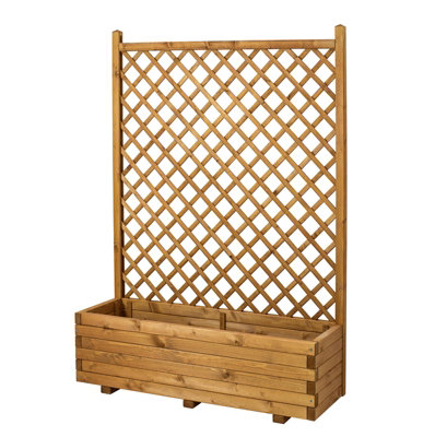 Large Diamond Trellis Planter - Wood - L120 x W40 x H170 cm - Orange