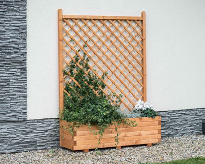 Large Diamond Trellis Planter - Wood - L120 x W40 x H170 cm - Orange