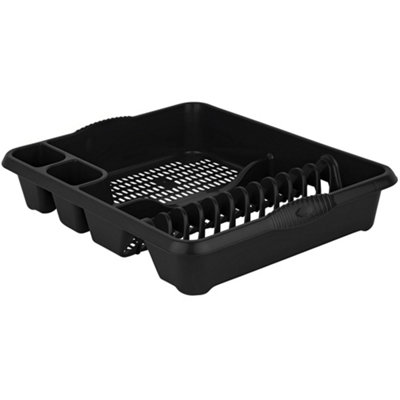 Large Dish Drainer Plate Draining Board Kitchen Sink - Dark Grey