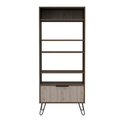 large display bookcase with storage area bleached oak effect & grey, Nevada range