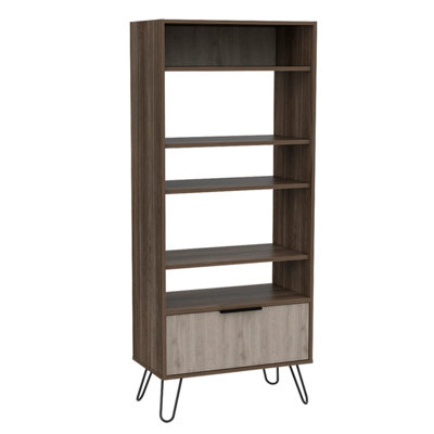 large display bookcase with storage area bleached oak effect & grey, Nevada range