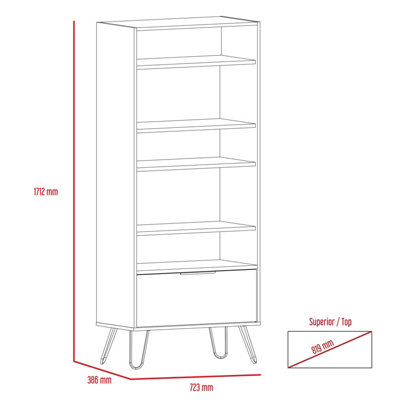 large display bookcase with storage area bleached oak effect & grey, Nevada range