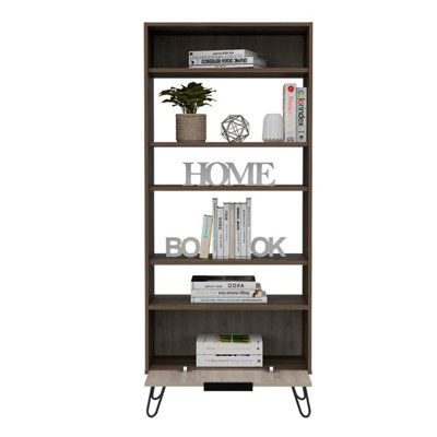 large display bookcase with storage area bleached oak effect & grey, Nevada range
