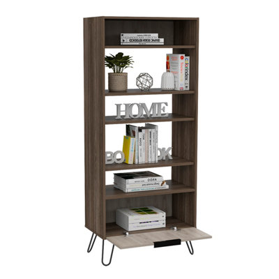 large display bookcase with storage area bleached oak effect & grey, Nevada range