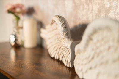 Large Distressed White Angel Wings - 6