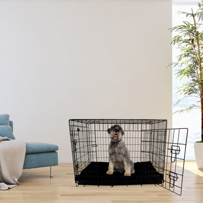 Large Dog Bed Cage Crate Pet Waterproof Hygienic Bedding Tough Hardwearing Cushion Mat Black - 3