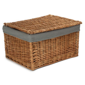 Large Double Steamed Storage Hamper with Grey Sage Lining