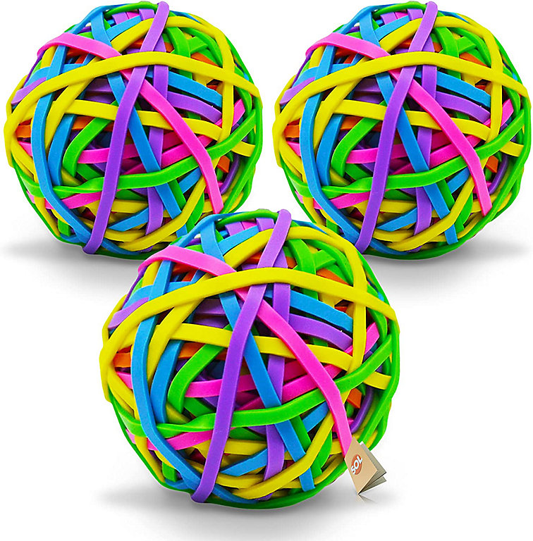 Large Elastic Bands Balls- 3 x 170 Rubber Bands Assorted Colors - Thick Elastic  Bands Office - Sturdy Strechable Large