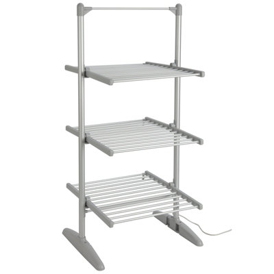 Large Electric Tower Clothes Airer 3 Tier Folding Heated Drying Rack Towel Dryer