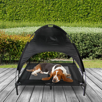 Large Elevated Dog Bed Pet Raised Camping Cot Indoor Outdoor Mesh with Canopy Cover