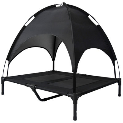 Large Elevated Dog Bed Pet Raised Camping Cot Indoor Outdoor Mesh with Canopy Cover - 4