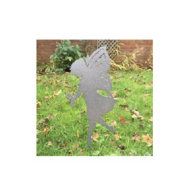 Large Fairy Silver - Hand Made By Traditional Forge, Steel Garden Ornament - Steel - L28 x W28 x H28 cm