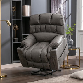 Large Faux Leather Electric Massage Recliner Chair with Cup Holders