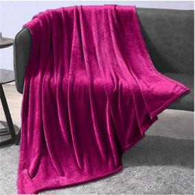 Large Faux Mink Super Soft Throw -Bright Pink