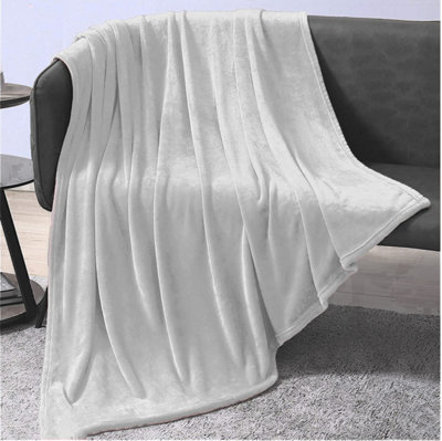 Large Faux Mink Super Soft Throw - Silver