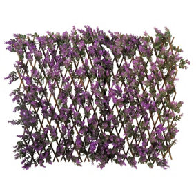 Large Faux Violet Trellis - UV & Weather Resistant Realistic Artificial Flower Garden Wall or Fence Decoration - 180 x 90cm