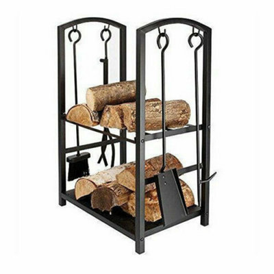 Large Firewood Storage Rack with Tools