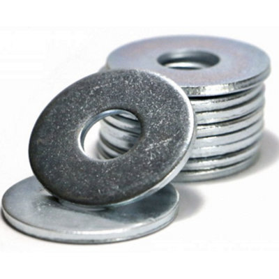 Large Flat Washer M10 - 10mm ( Pack of: 10 ) Form G Zinc Galvanised Steel Penny Washers DIN 9021