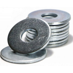 Large Flat Washer M10 - 10mm ( Pack of: 100 ) Form G Zinc Galvanised Steel Penny Washers DIN 9021