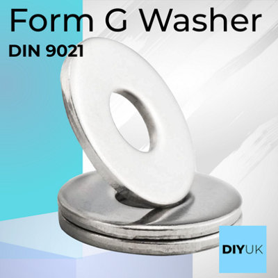 Large Flat Washer M10 - 10mm ( Pack of: 2 ) Form G Zinc Galvanised Steel Penny Washers DIN 9021